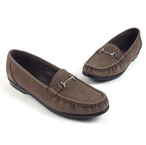SAS Metro Taupe Nubuck Leather Horsebit Loafers